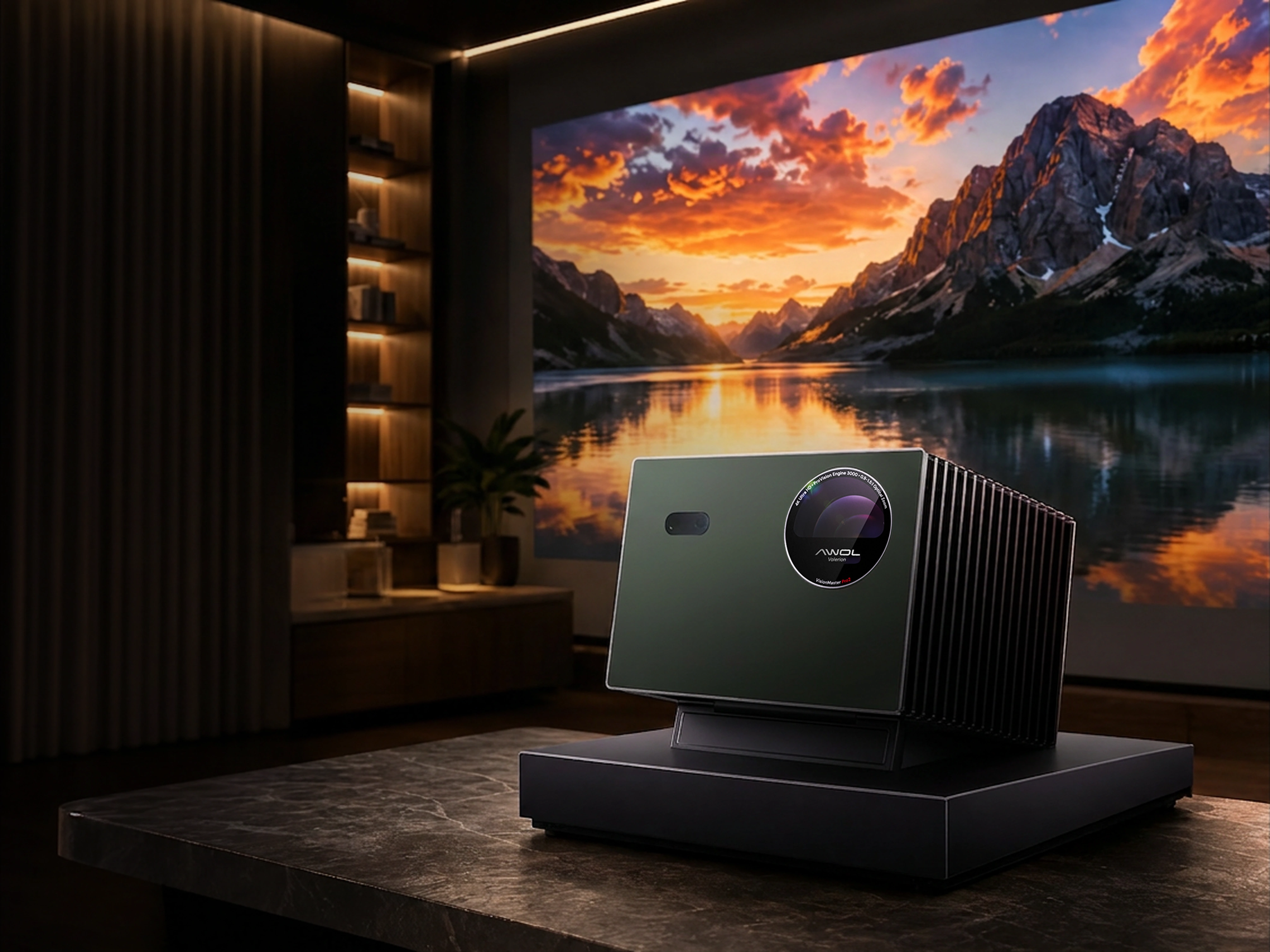 AWOL Valerion 4k laser projector in a home theater setup