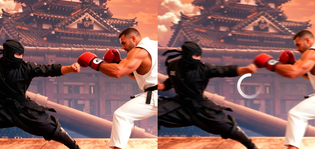 Comparison between smooth and laggy action game visuals