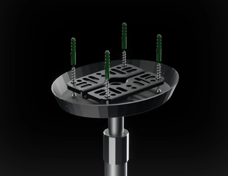 Projector mounting interface showing attachment points for a ceiling mount